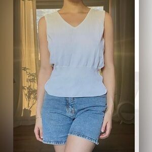 Talbots White Sequin Ribbed Tank Top